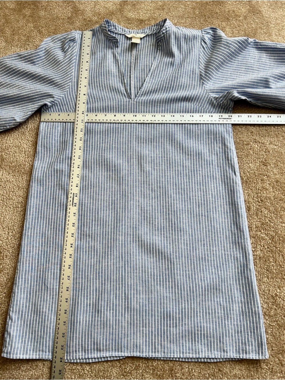 H&M Blue and White Striped Linen-Blend Dress - Picture 6 of 8